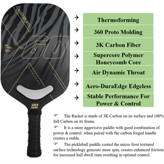 Pickleball Paddle 3K Carbon Fiber 360 Thermoformed Proto Molding