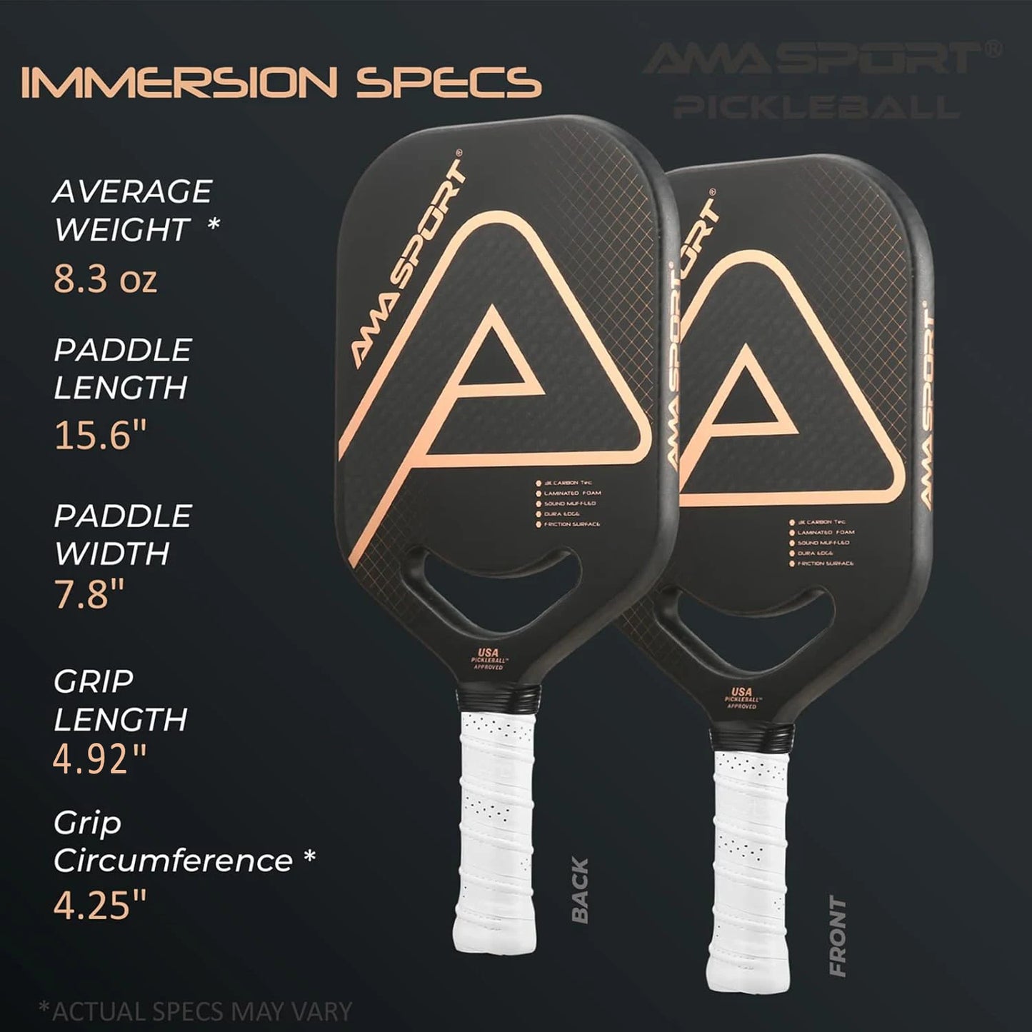 AMASPORT Pickleball Paddle with Maximum Spin USAPA Approved 3K Carbon