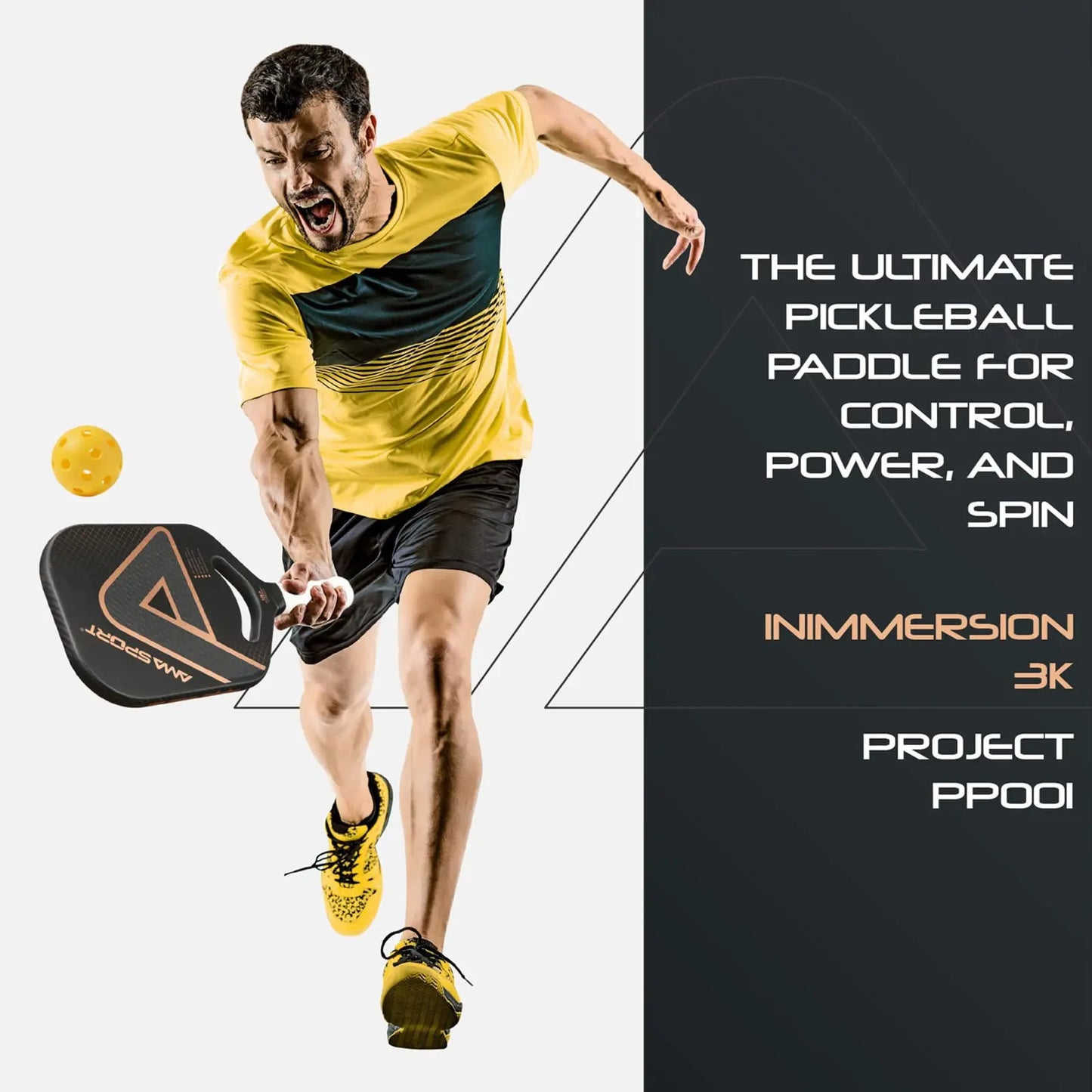 AMASPORT Pickleball Paddle with Maximum Spin USAPA Approved 3K Carbon