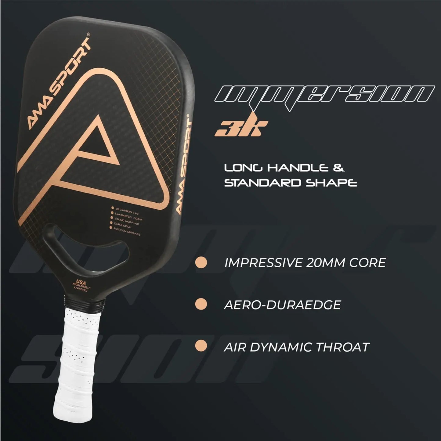 AMASPORT Pickleball Paddle with Maximum Spin USAPA Approved 3K Carbon